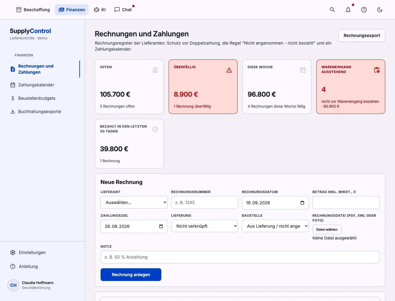 Rechnungen und Zahlungen: fällig, überfällig und der Zahlungskalender
